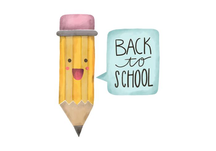 Back To School Watercolor Pencil Character Vector