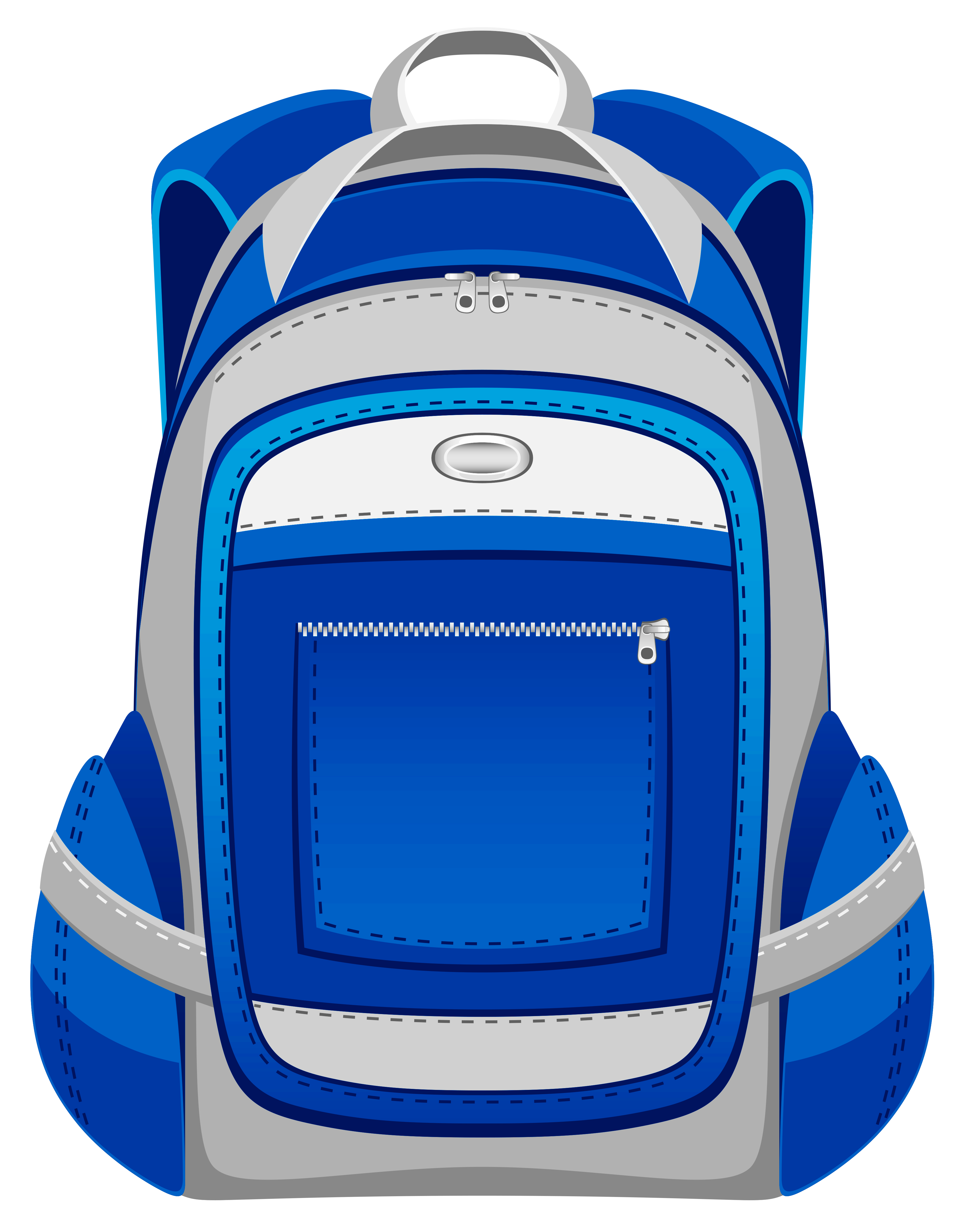 Blue and Grey Backpack PNG Vector Clipart