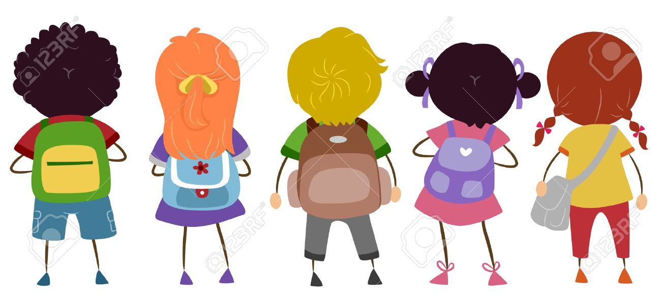 Kid with backpack clipart