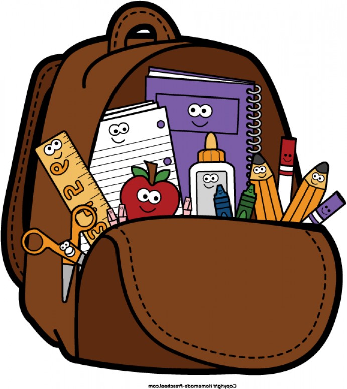 Backpack open brown bag clipart collection