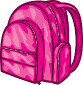 Girl with backpack clipart pink