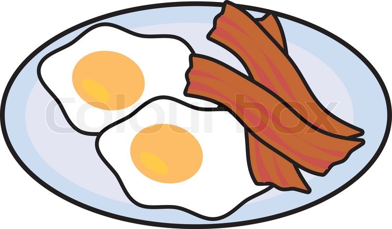 Clipart of bacon and eggs on a light