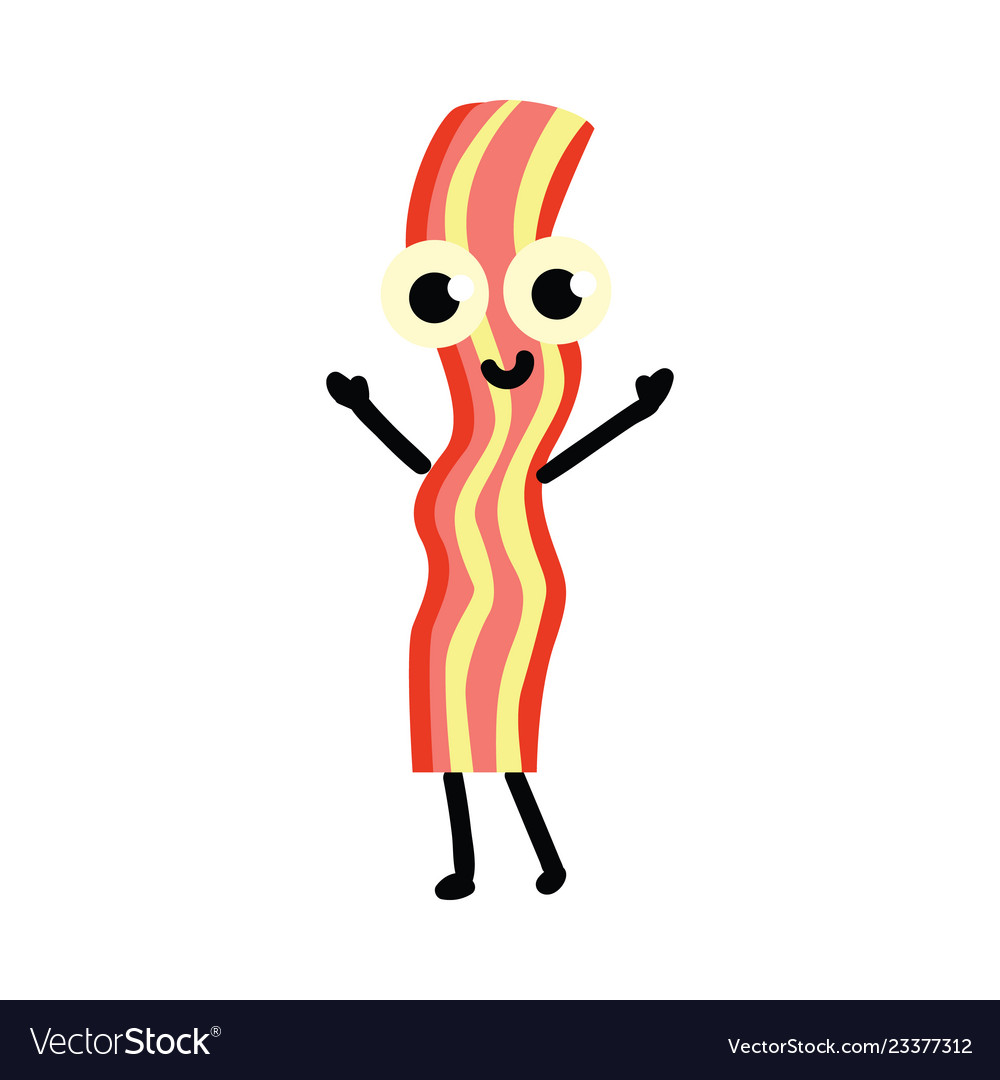 Flat cute bacon stripe character icon