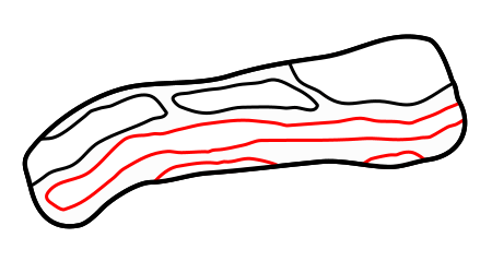 Drawing cartoon bacon.
