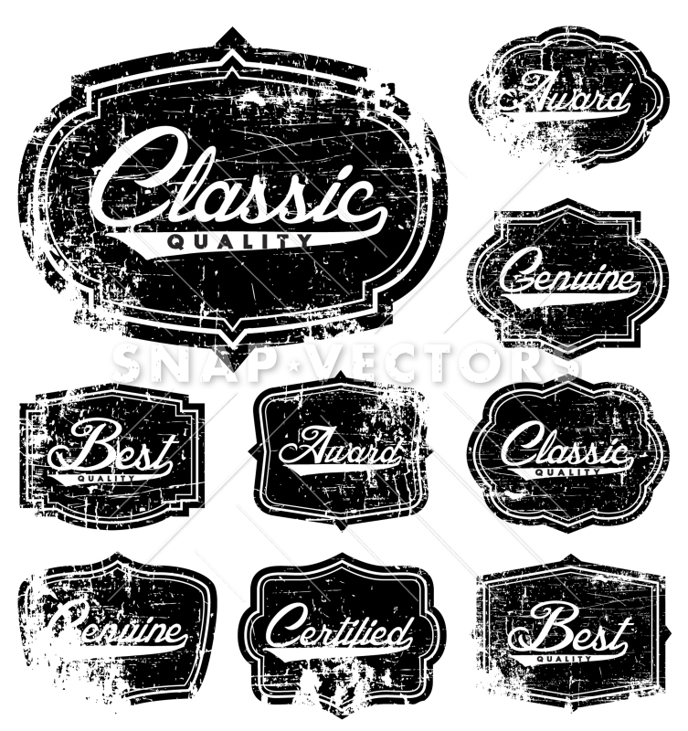Vector Clipart Distress Frame and Badge Set
