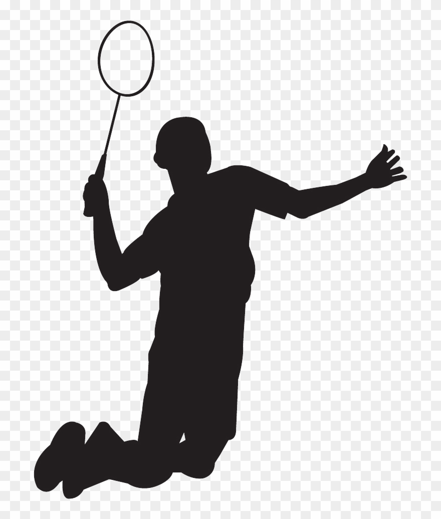 Girl Badminton Black And White Clipart