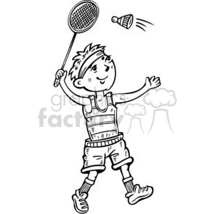 Cartoon boy playing badminton clipart