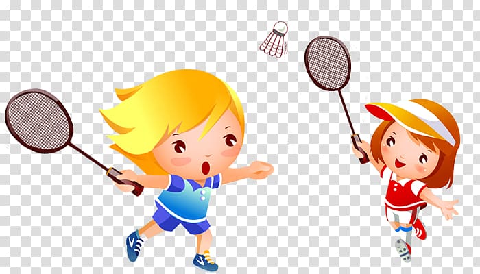 Two girl playing badminton , Cartoon Illustration, play
