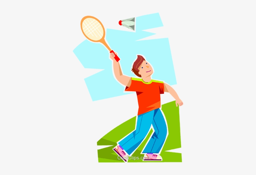 Boy Playing Badminton Royalty Free Vector Clip Art