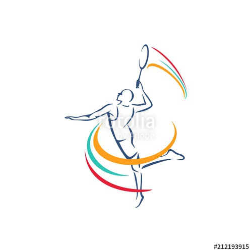 Modern abstract Passionate Badminton Player In Action Logo