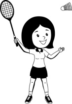 Badminton clipart black and white, Badminton black and white