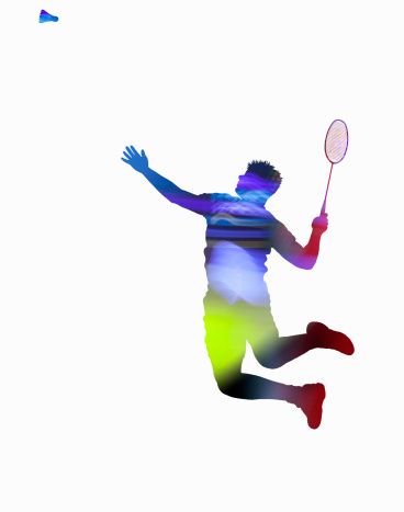 Badminton player on smash
