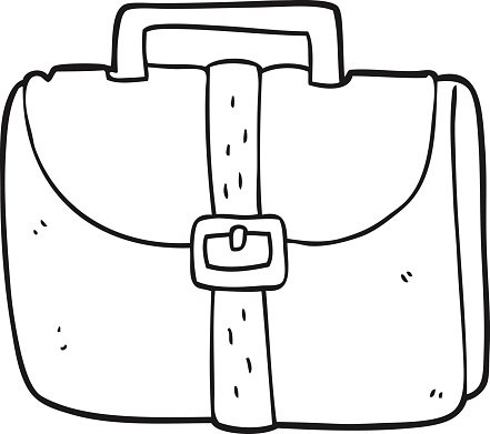 Black and white cartoon old work bag Clipart Image