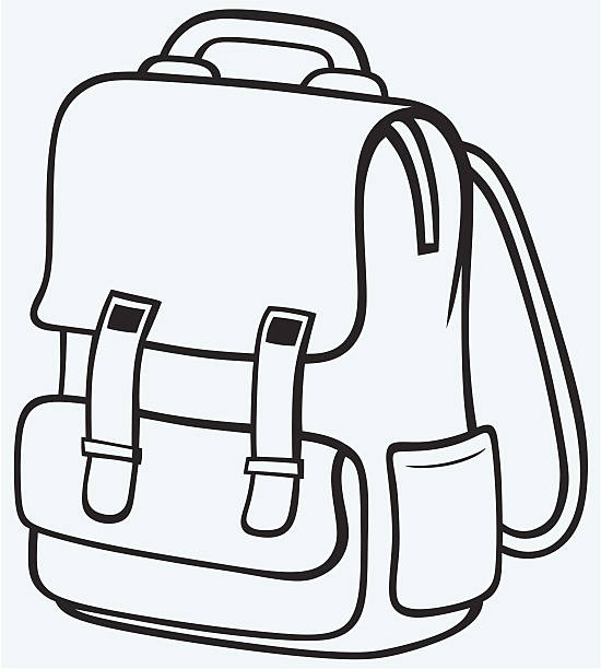 Black And White Book Bag Clipart