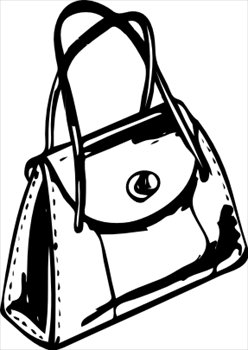 bag clipart black and white handbag