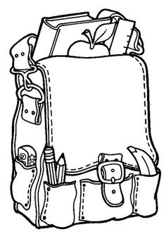 School bag clipart black and white