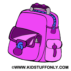 Pink school bag.