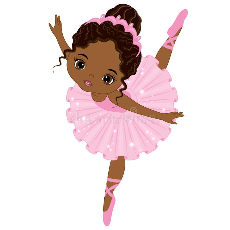 Photo about Vector cute little African American ballerina