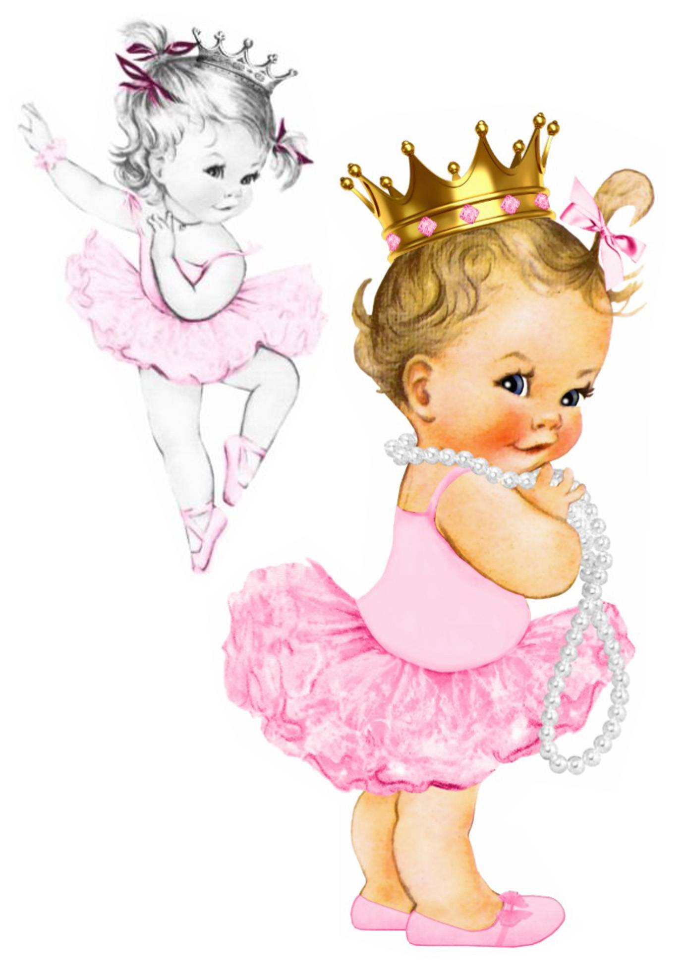 Edible printing Baby girl Princess and vintage ballerina
