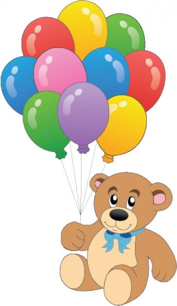 Teddy bear with colorful balloons vector