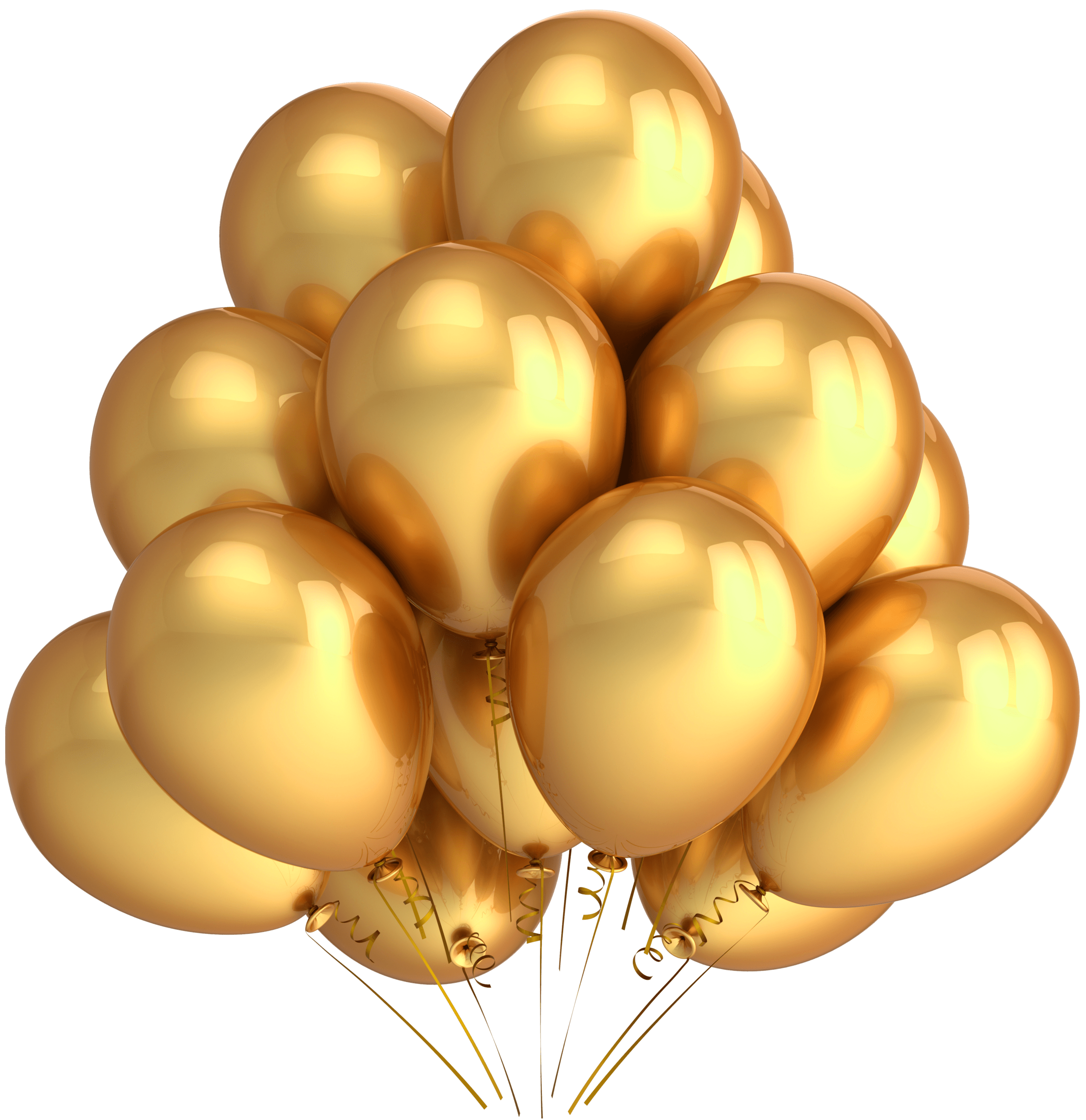 Golden balloons transparent.