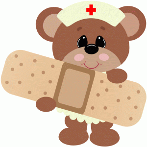 Nurse holding bandaid.