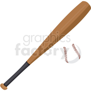 Baseball and bat vector clipart no background