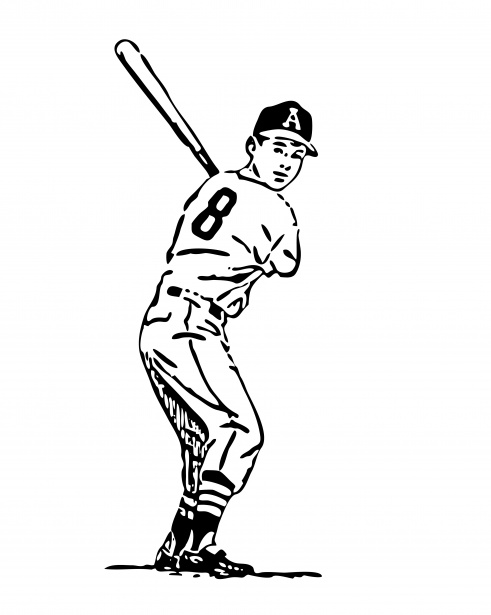 Baseball Batter Clipart Line Art Free Stock Photo