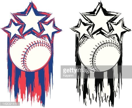 Baseball Red White and Blue Grunge Clipart Image
