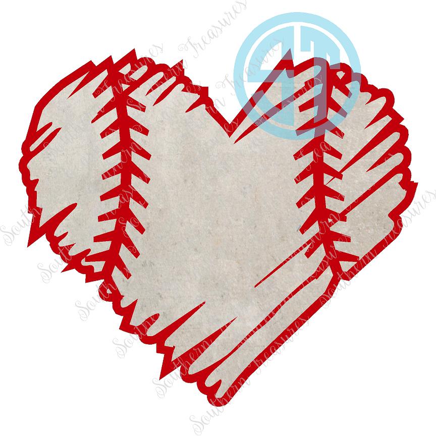 Baseball Distressed Heart Decal
