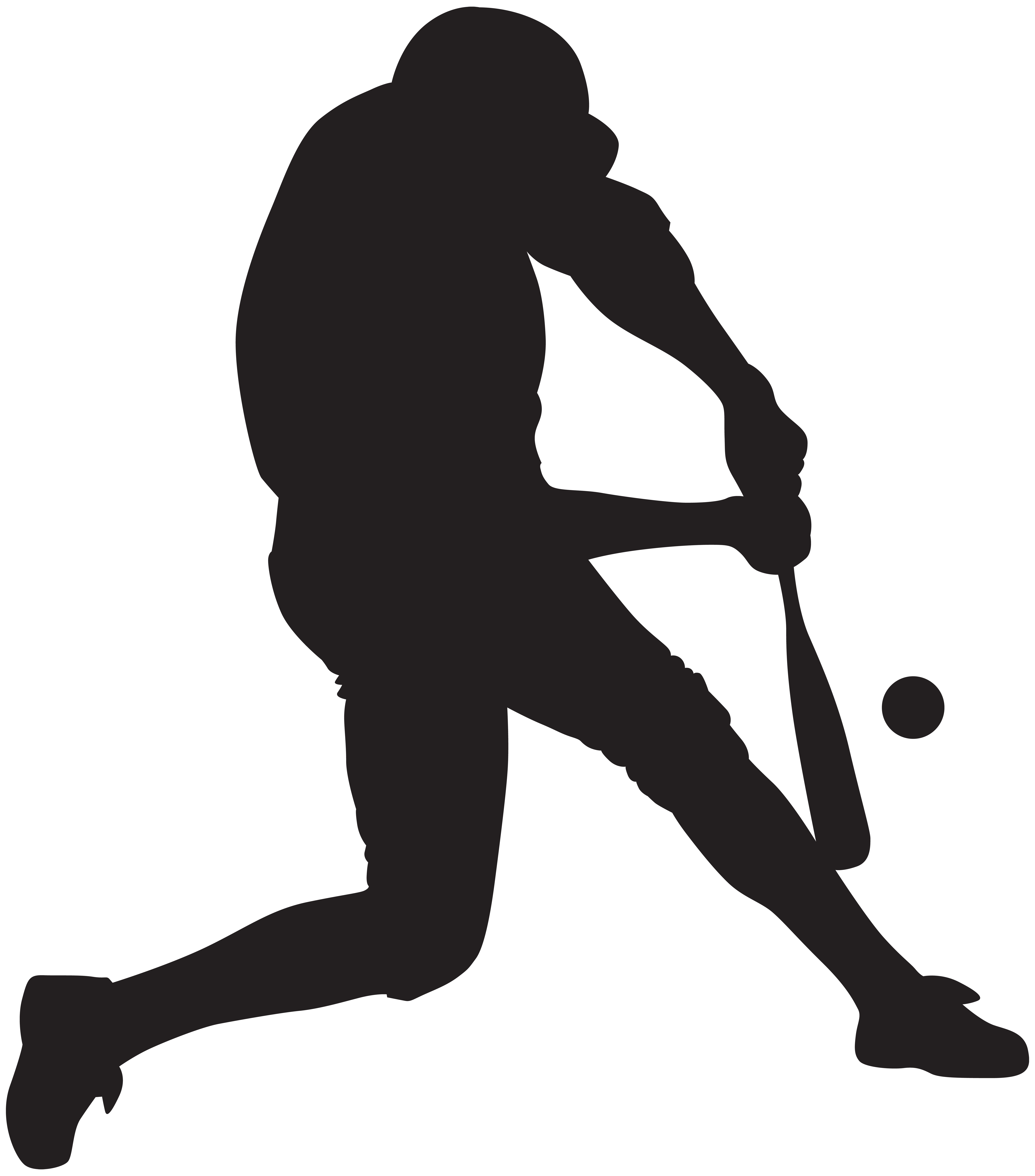 Baseball player silhouette.