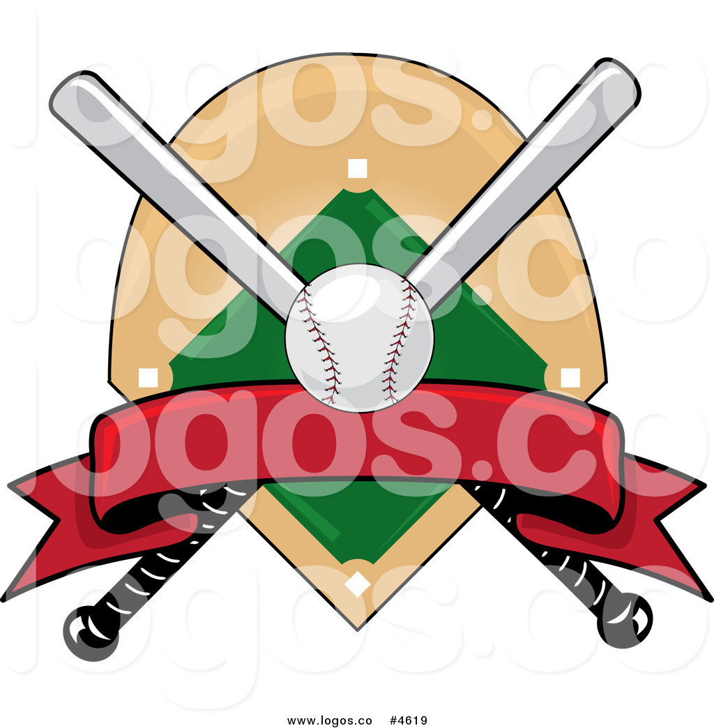 Royalty Free Baseball Field and Ball with Bats and Blank