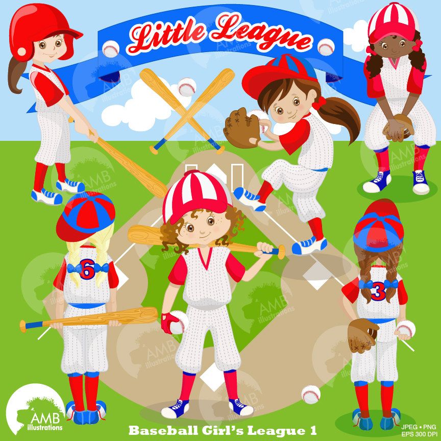 Baseball Team clipart, Baseball Diamond clip art, Girls