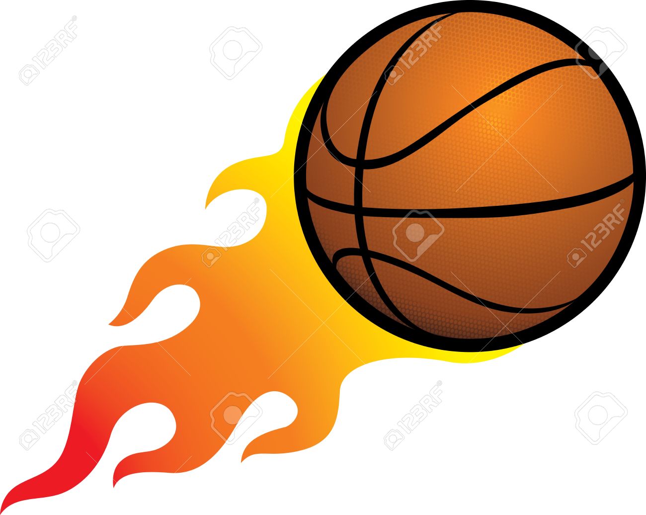 Flaming basketball clipart.
