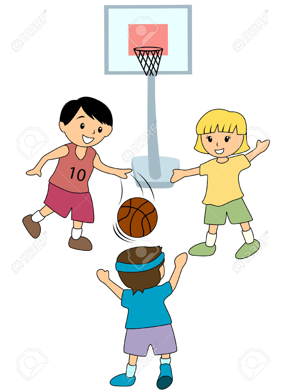 Kids Playing Basketball Clipart