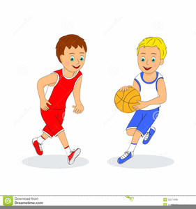 Boys Playing Basketball Clipart