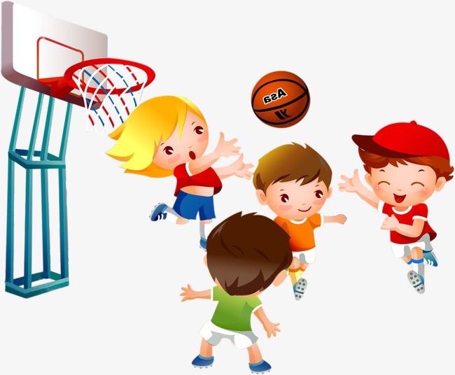 Children playing basketball clipart