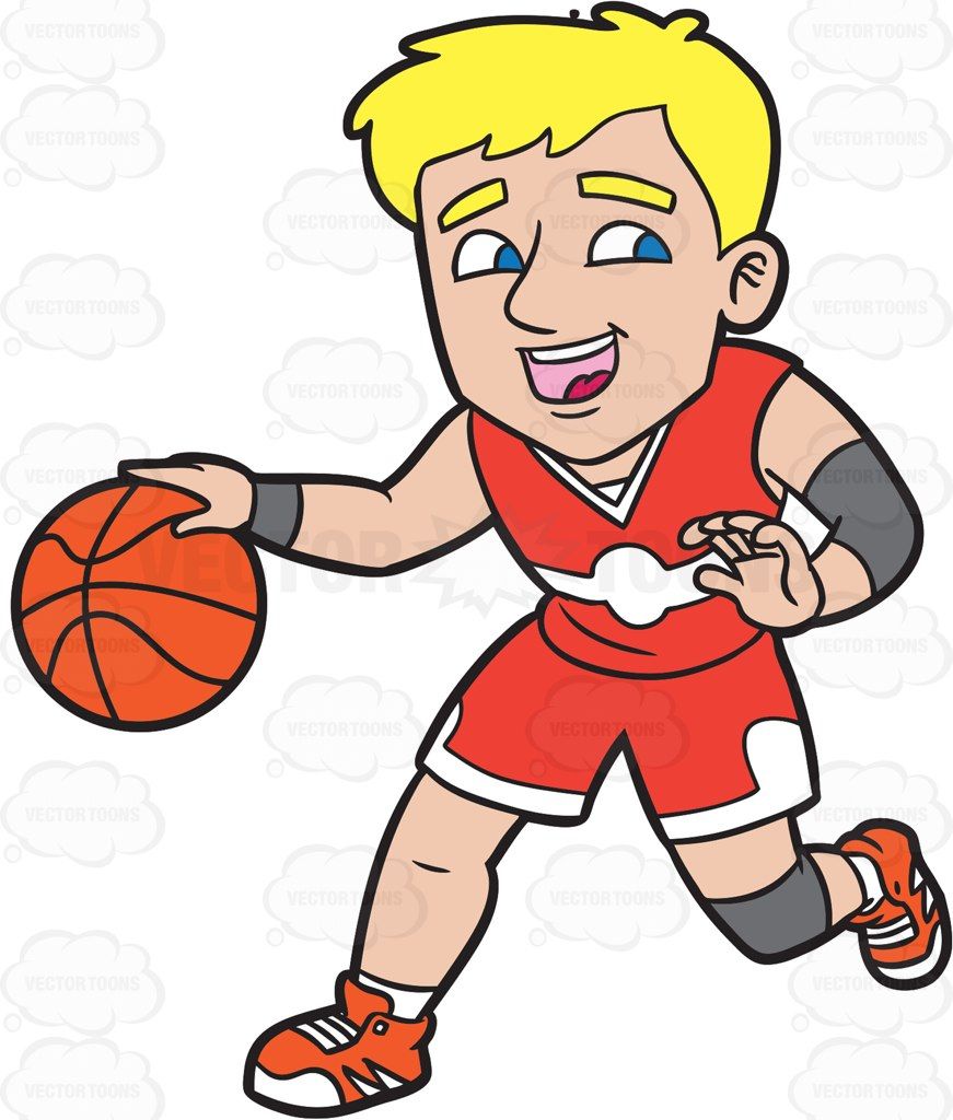 A Happy Male Basketball Player Dribbling A Ball