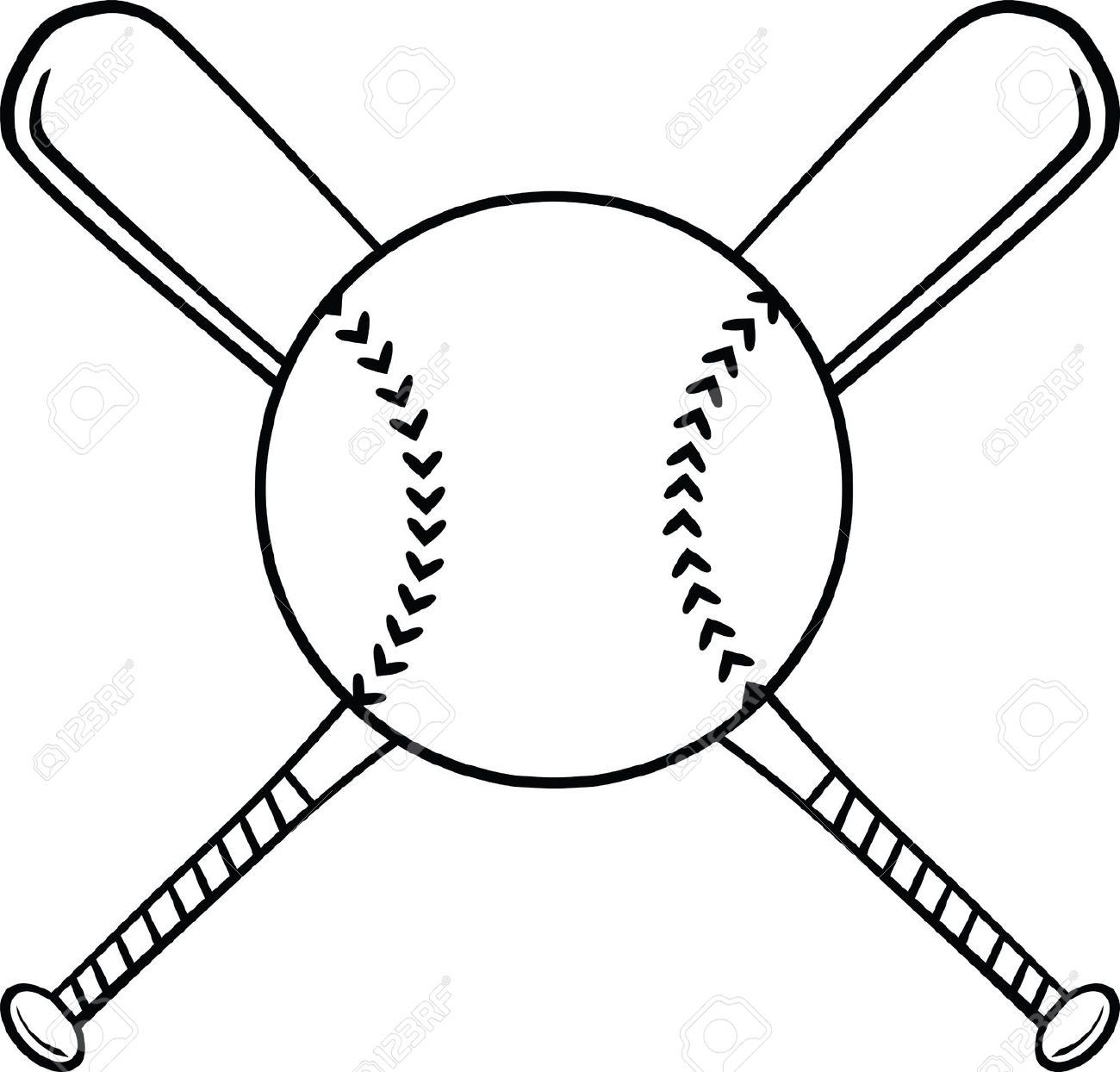Softball ball and bat clipart