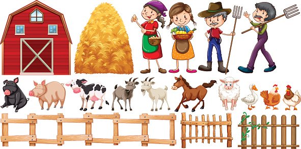 Bauern Tiere auf dem Bauernhof Clipart Image