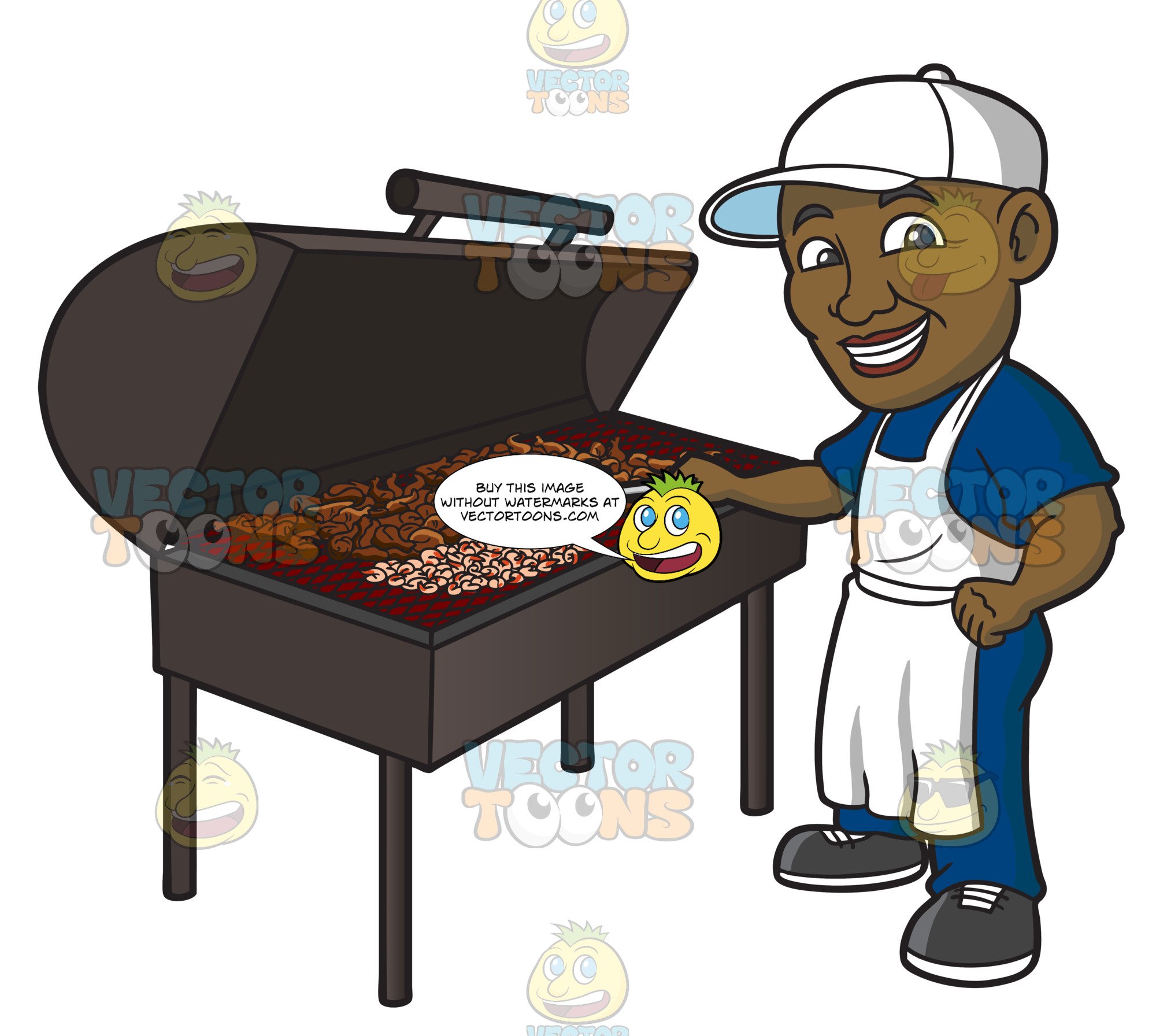Black man grilling.