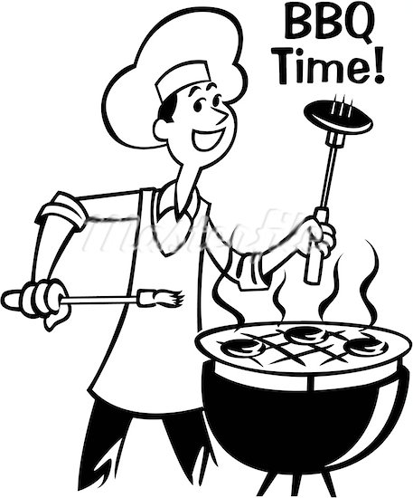 Bbq grill clipart black and white free