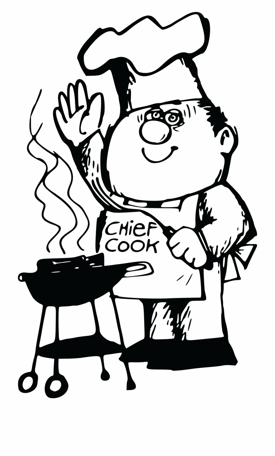 Free Clipart Of A Chef Waving At A Bbq