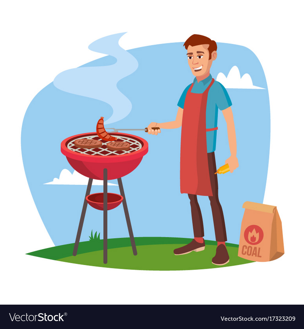 Bbq cooking classic american smiling man