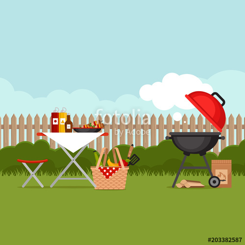 Bbq party background with grill