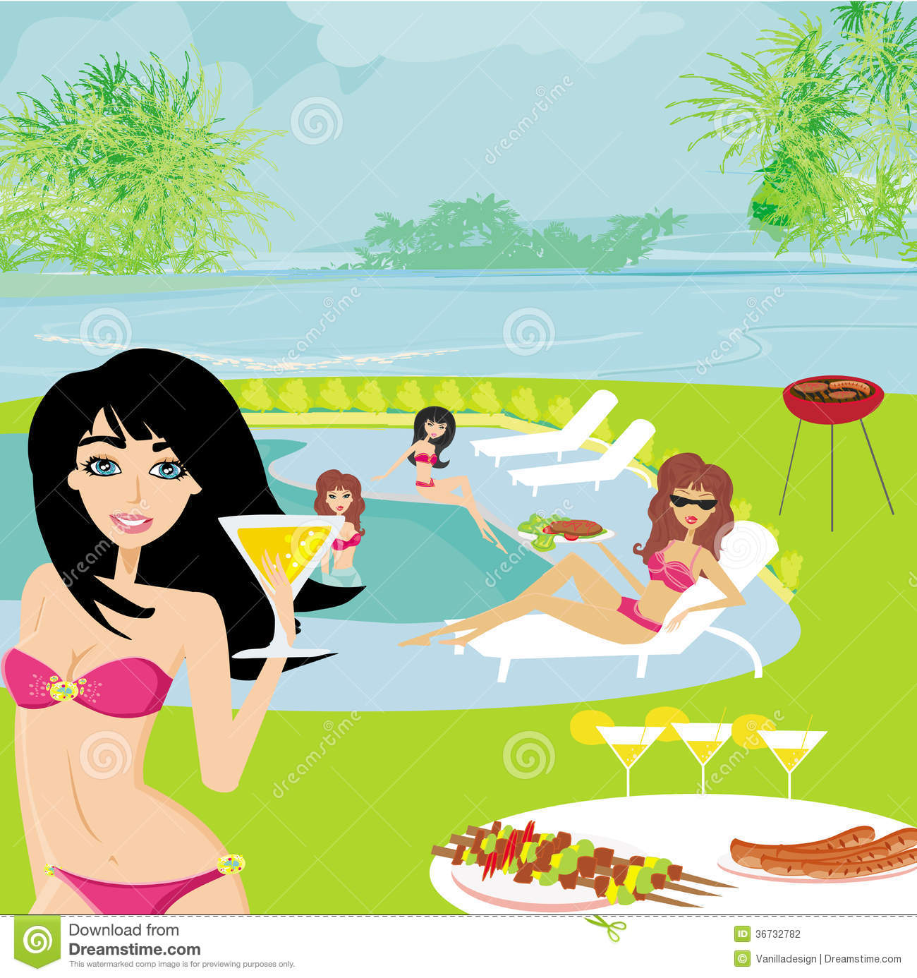 bbq clipart free pool party