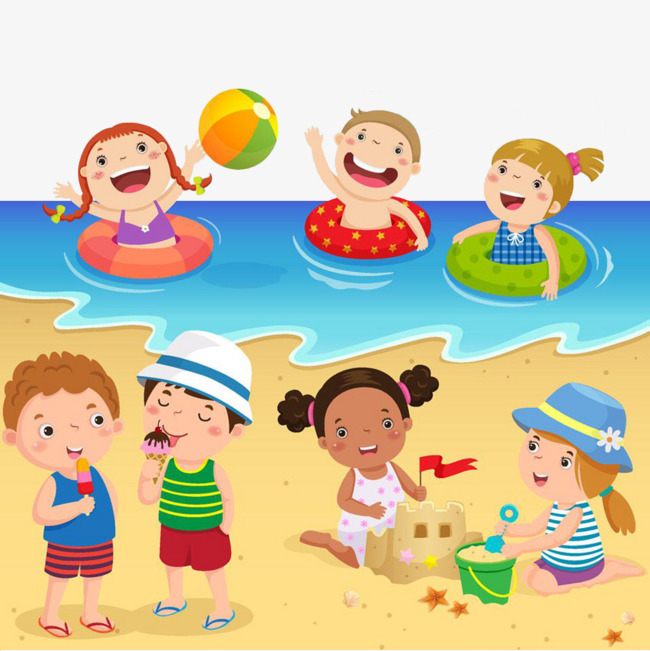 People at the beach clipart
