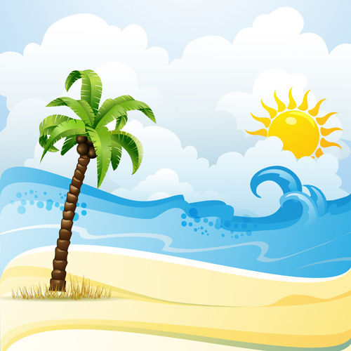 Tropical beach clipart free vector download