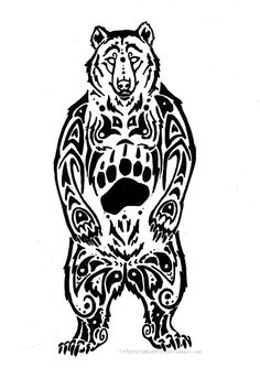 Standing Tribal Bear Tattoo