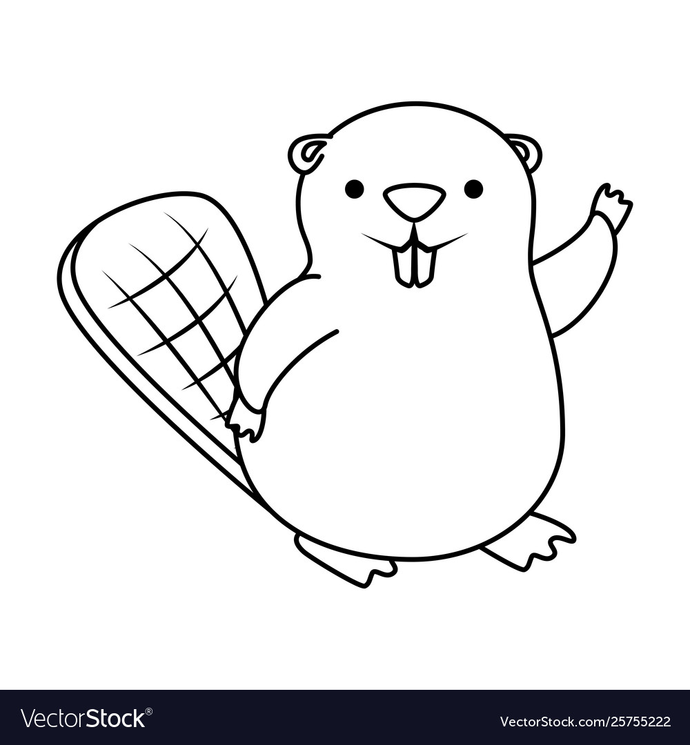 Cute beaver mascot animal icon